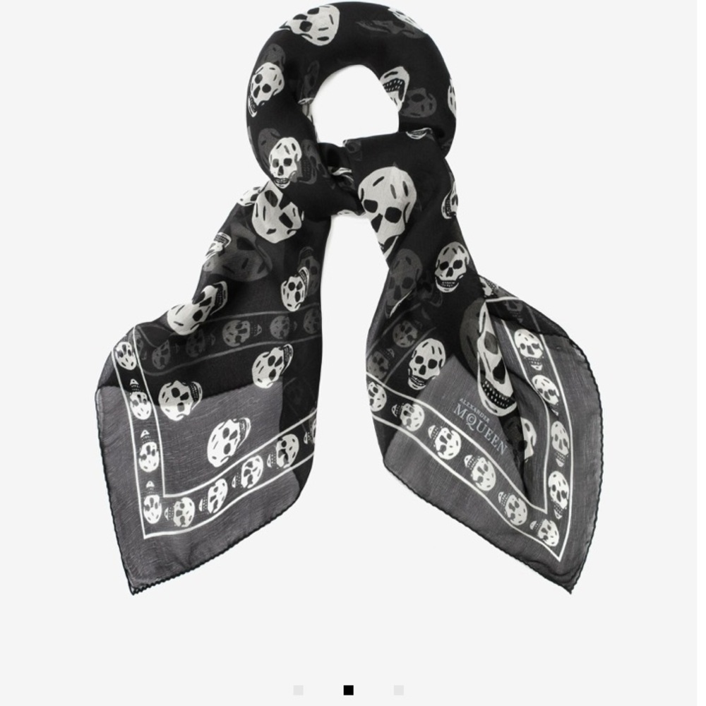Alexander McQueen Silk Black and White Scarf
